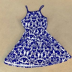 Royal Blue Floral Skater Dress
